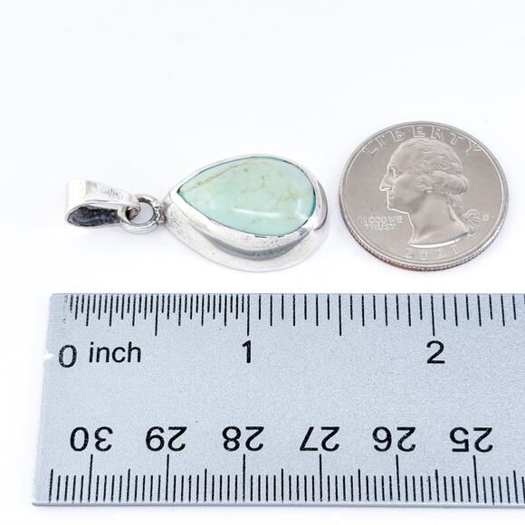 Vintage Mexico Sterling Silver 925 Teardrop Blue Magnesite Pendant - Picture 7 of 7